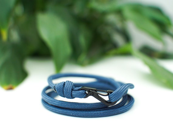 Navy Blue Paracord Black Carabiner Bracelet Mens Rope Bracelet Gift for Men Nautical  Rope Bracelet Sailing Bracelet -  Canada