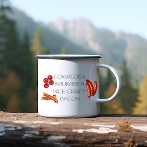 Tazza smaltata della Terra di Mezzo - Tazza da campeggio - Ispirata allo Hobbit - Regalo di letteratura - Regalo per gli amanti dei libri - Fantasia - Tazza di latta all'aperto