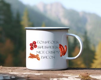 Mug en émail Terre du Milieu - Mug de camping - Inspiré d'un hobbit - Cadeau littérature - Cadeau pour amateur de lecture - Fantastique - Mug extérieur