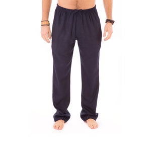 Pantalones de yoga de algodón azul para hombre, con cintura elástica