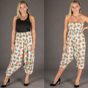 Harem pants women Cotton Harem jumpsuit white Floral pants yoga pants aladdin pants maternity clothes