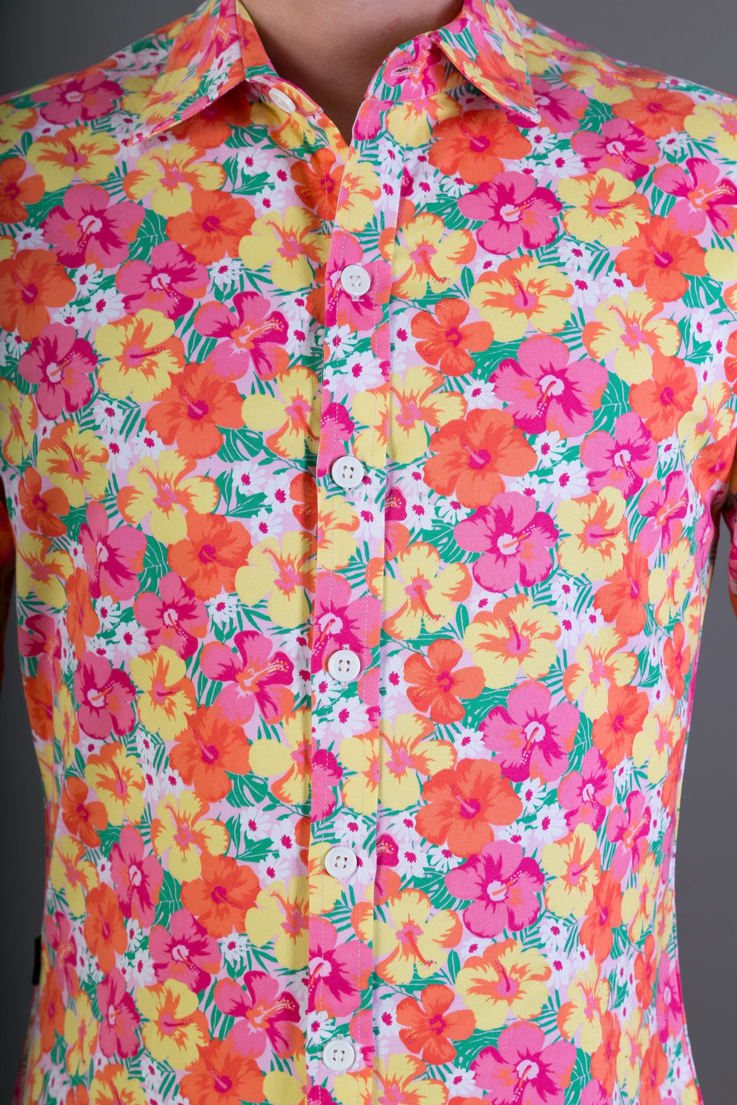 men's slim fit supershirt dress shirt Bold Floral Sport Shirt, BLUE Floral / S main image 1