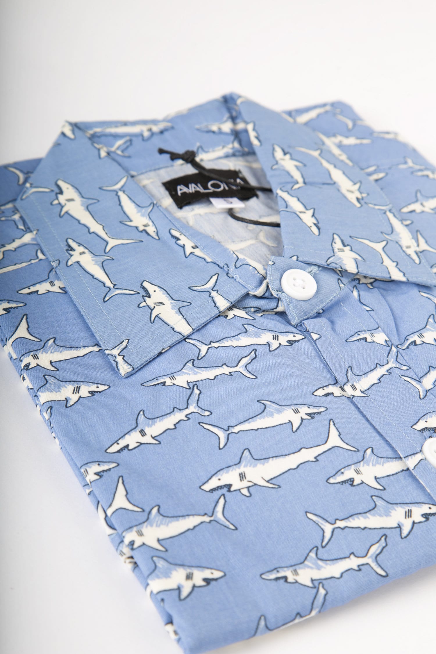 Mens 100% Cotton Long Sleeve Slim Fit Shirt Blue White Sharks | Etsy