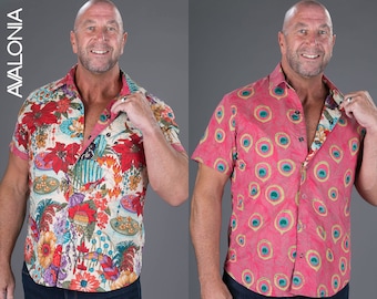Hawaiian Shirt Boho Shirt Reversible Shirt Festival Clothing Aloha Shirt Floral Shirt Pink Shirt