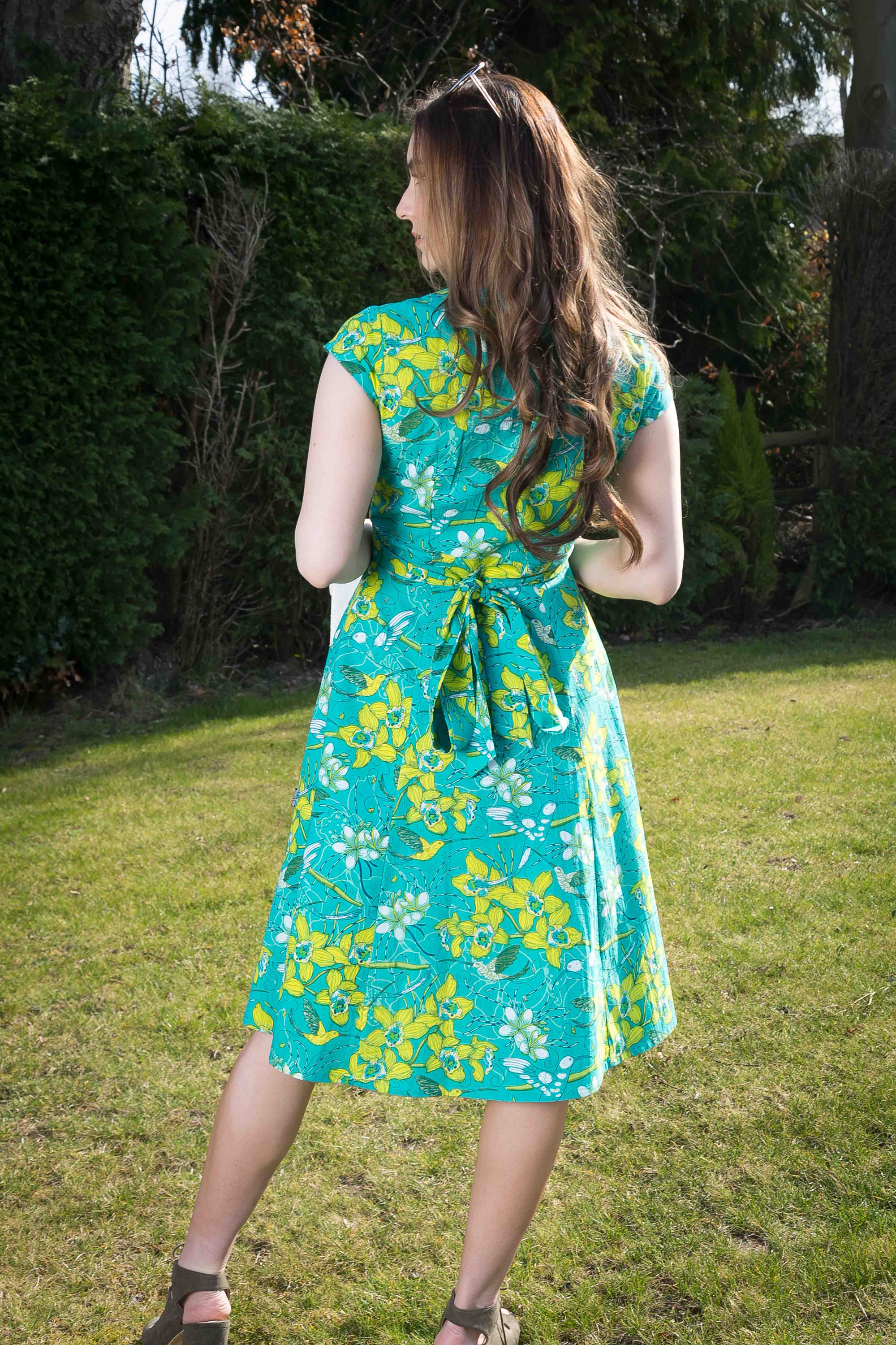 Green Yellow Floral Wrap Dress / Summer Cotton Dress / Green Etsy