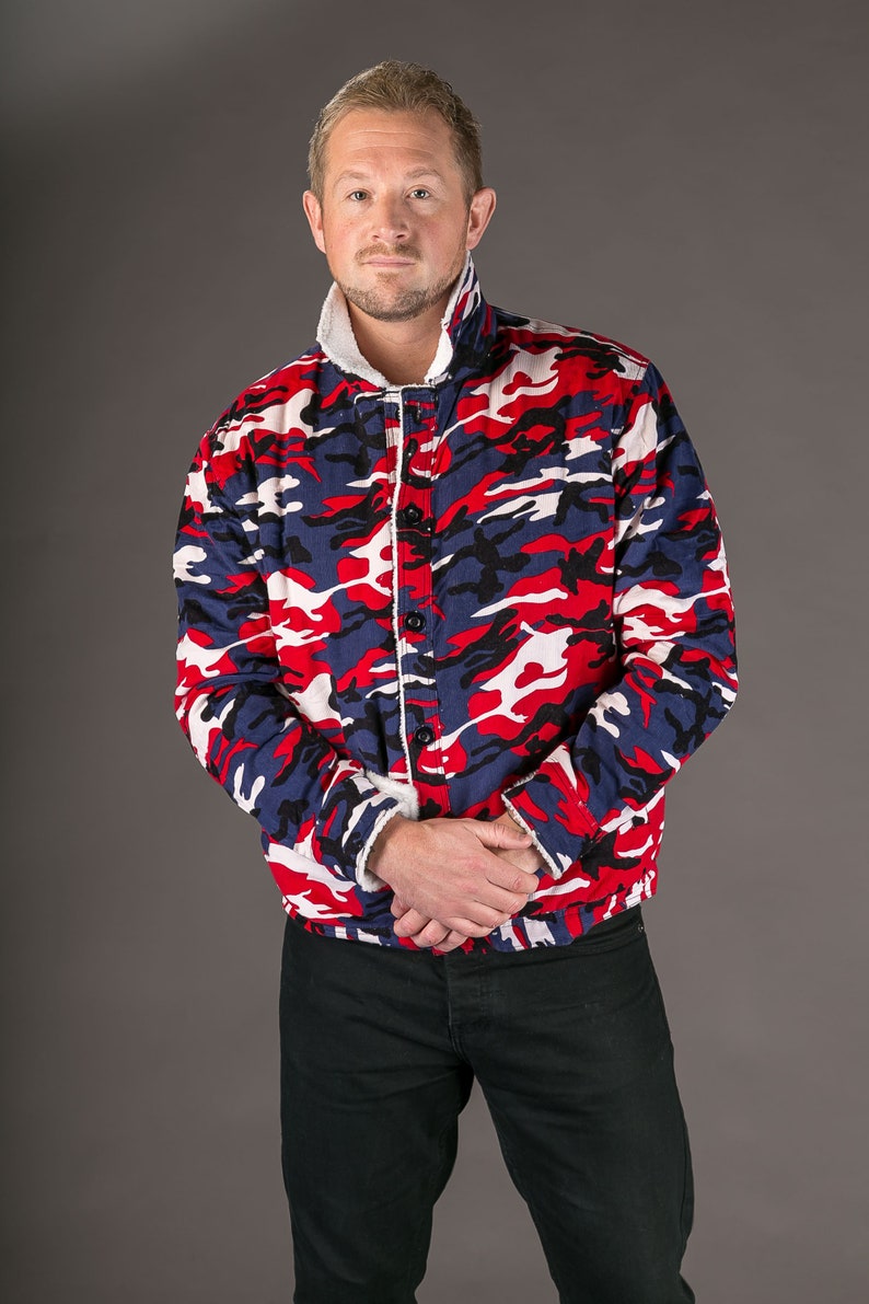 Mens Camouflage Print Jacket Winter Coat Shearling Lining Etsy