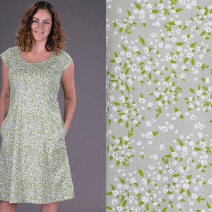 Summer Cotton Dress / Green Floral Dress / Summer Dress / Bohemian Dress