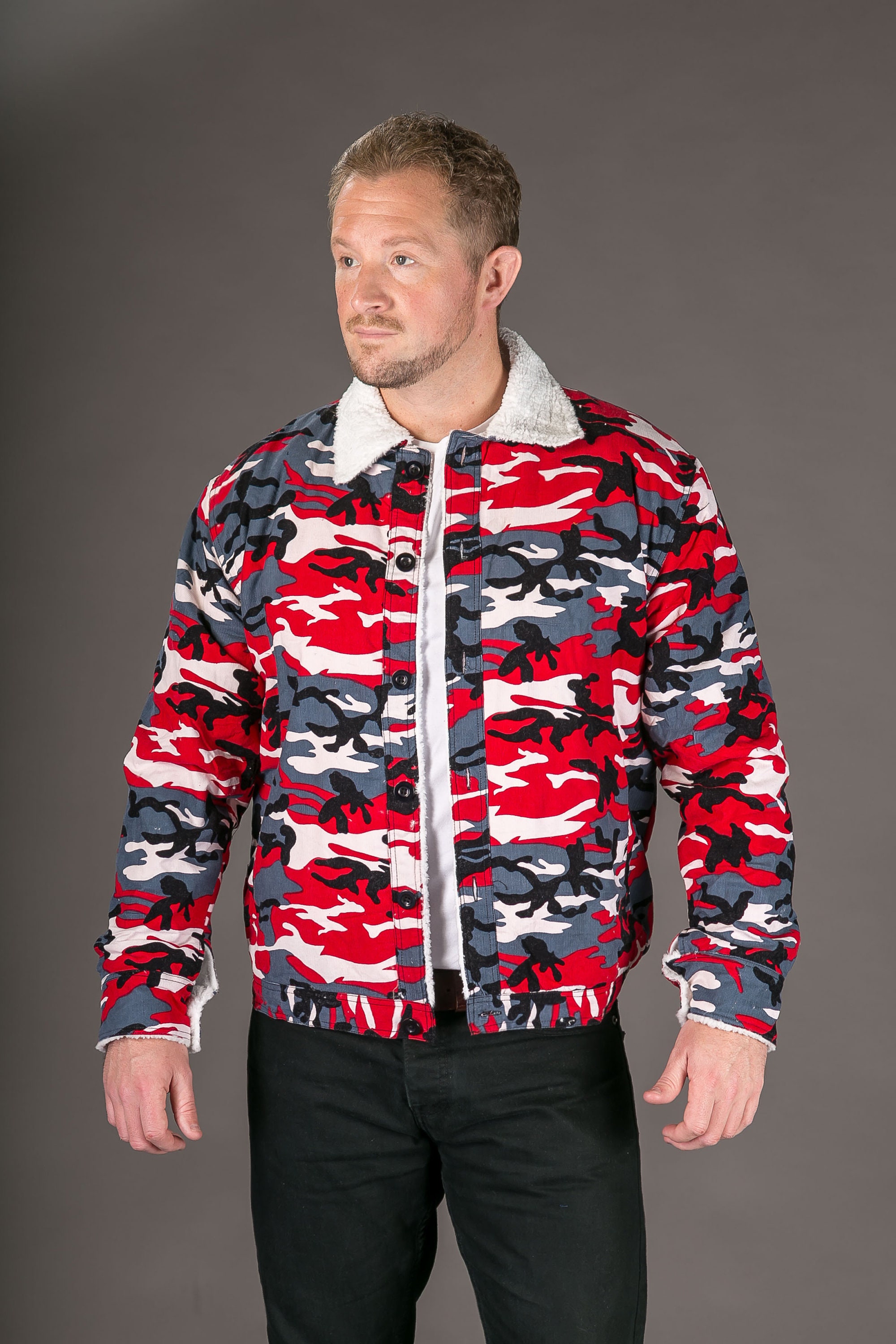 Mens Camouflage Print Jacket Winter Coat Shearling Lining Etsy