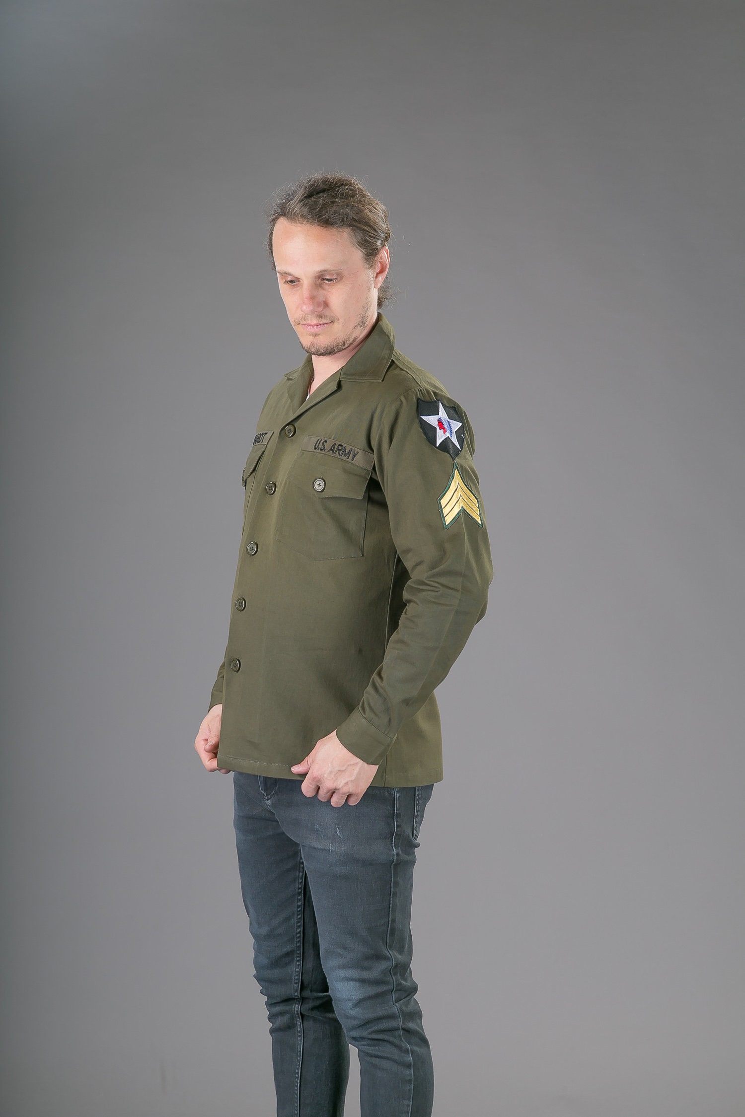 Camisa masculina de manga comprida camisa militar John Lennon camisa militar com botoes Etsy Portugal
