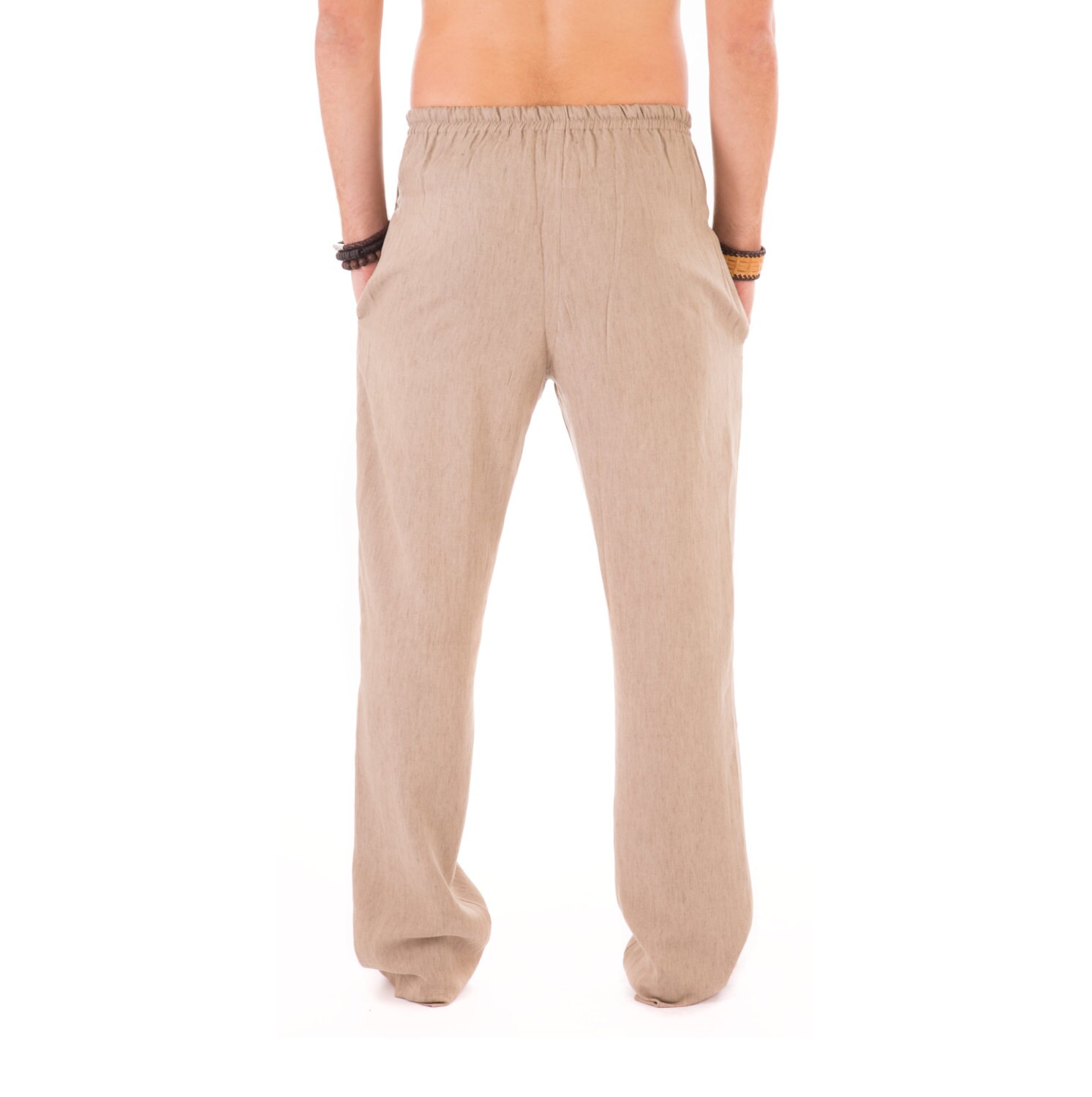 Mens Brown Trousers 100% Cotton Yoga Casual Beach Lounge With - Etsy UK