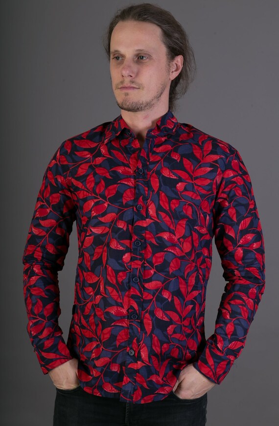 Cotton Mens Flower Printed Shirt