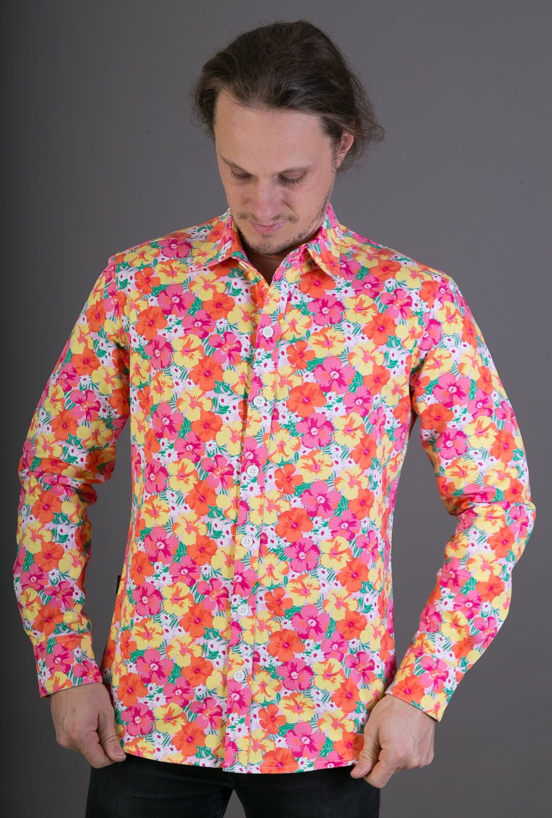 417　6/14 Flower print long sleeve M Spring Fling Floral Romper