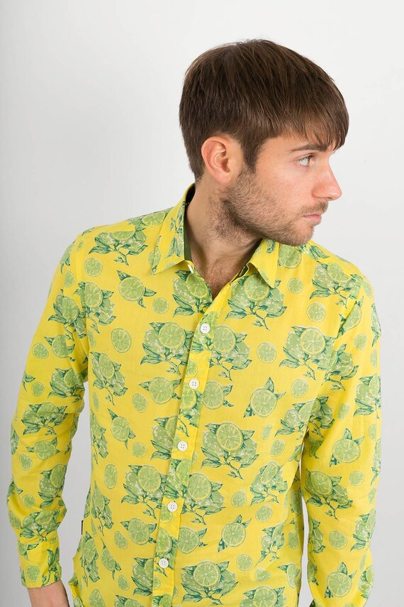 mens yellow slim fit shirt