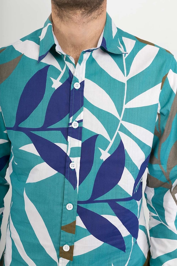 Cotton Long Sleeve Slim Fit Shirt Green 