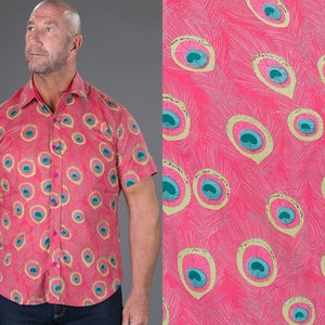 Mens Shirt Short Sleeve Shirt Hawaiian Shirt Festival Clothing Peacock Shirt Button Down Shirt Summer Shirt