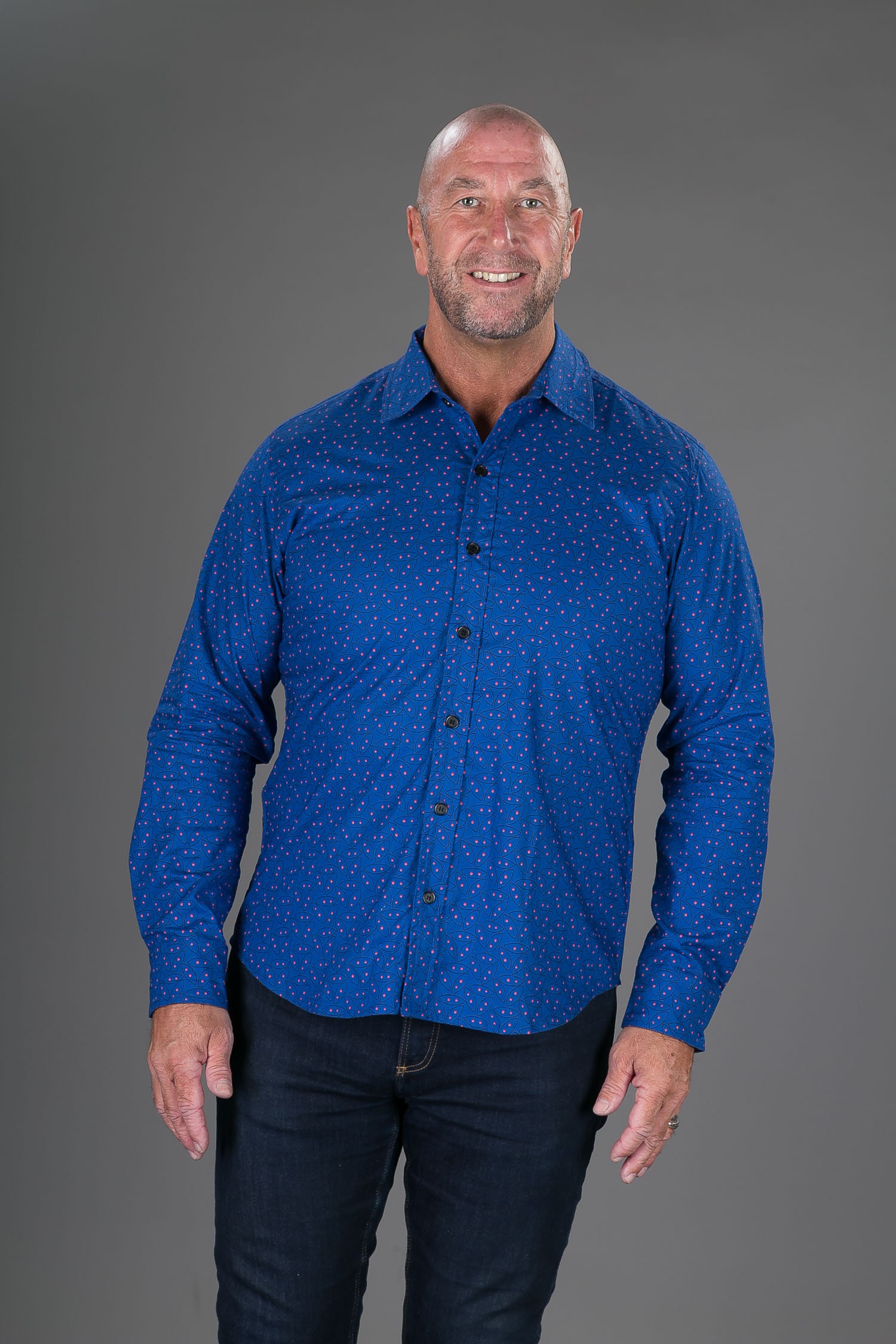 Arvilhill Camicia Uomo Natalizia Hawaiana – Maniche Lunghe Con Bottoni, Stampa All-Over Babbo Natale - 2