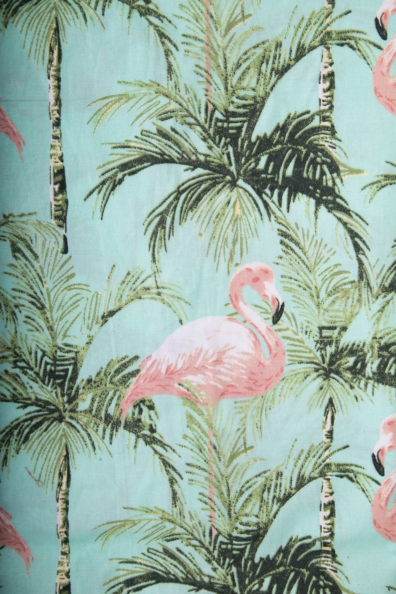 Mens 100/% Cotton Long Sleeve Slim and Regular Fit Shirt Green Pink Flamingo Floral Print