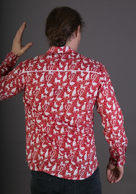 Cotton Long Sleeve Slim Fit Shirt Red 