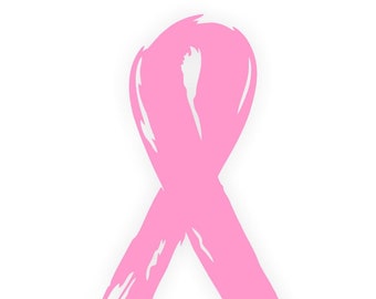 Breast Cancer Awareness Ribbon Decal | Vinyl Bumper or Window Sticker | 5x3 Find a Cure Soft Pink