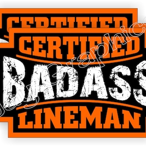 Badass LINEMAN Funny Hard Hat Stickers | Motorcycle Welding Helmet Decals | Toolbox Welder Label Dawg Laborer Foreman Bossman Electrician