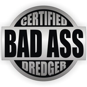 Bad Ass Dredger Hard Hat Sticker | Rodeo Motorcycle Welding Welder Helmet Mechanics Decal Toolbox Lunchbox Label Stickers Badass Decals