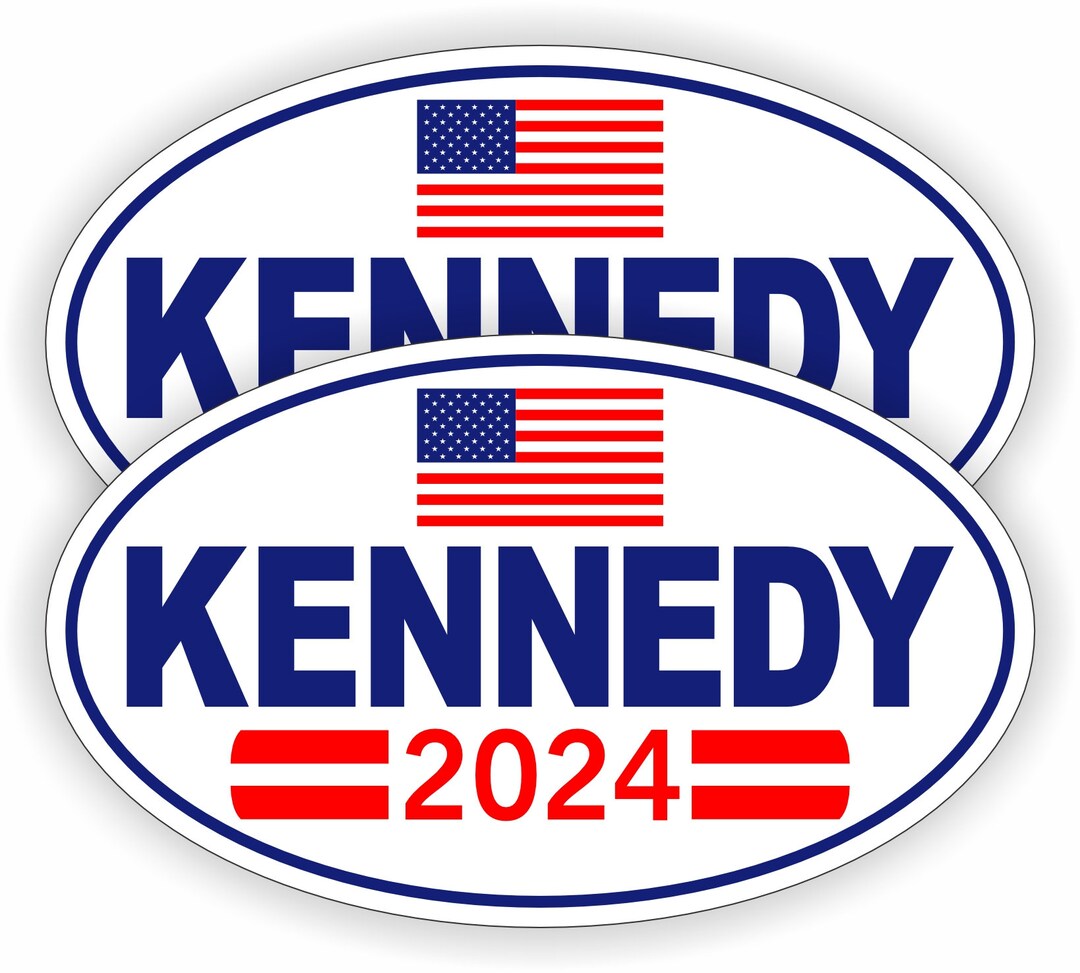 Pair KENNEDY 2024 Oval Vinyl Decals / Car Truck SUV Bumper Stickers