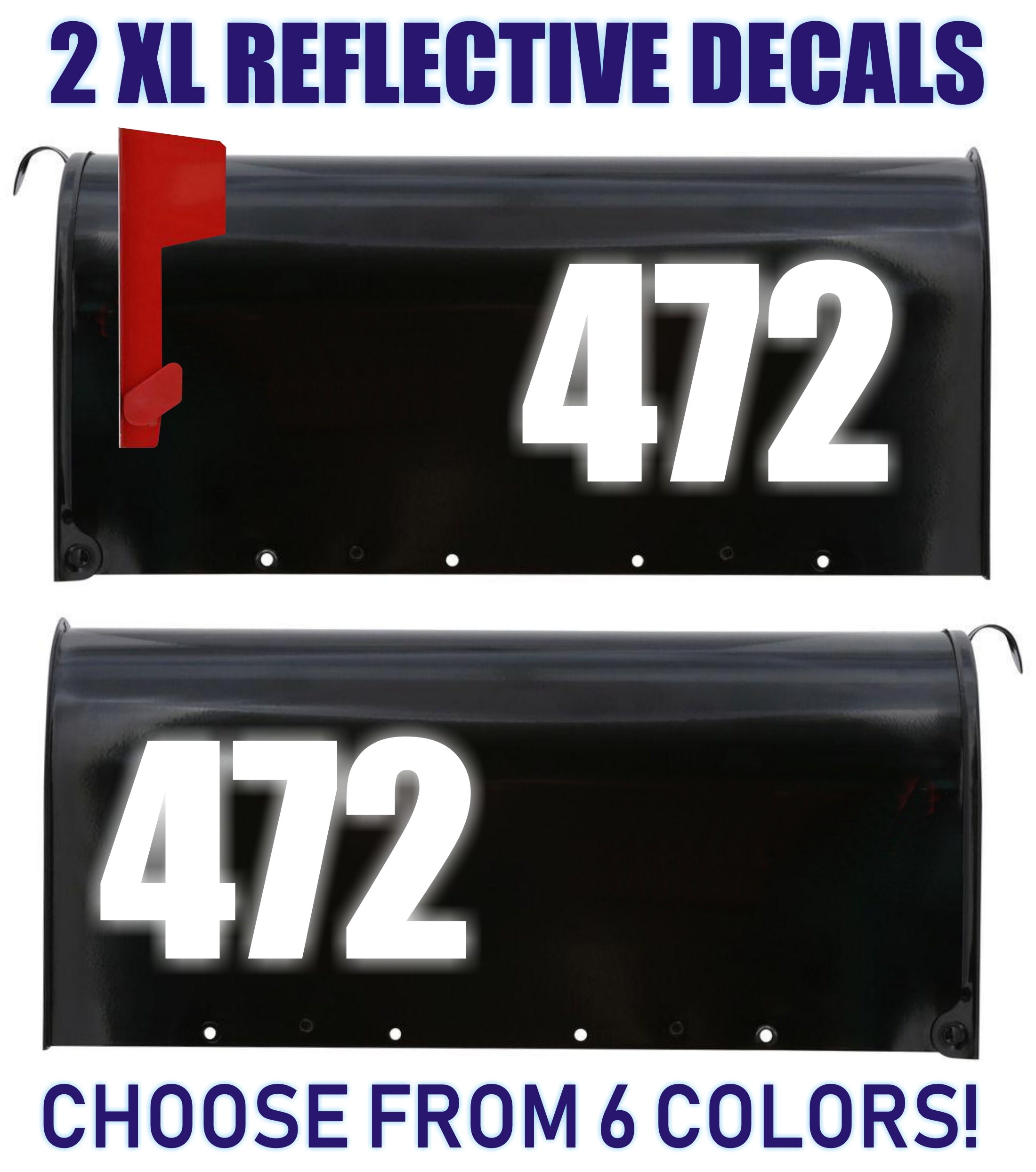 Large 6inch Tall REFLECTIVE MAILBOX DECALS Numbers Etsy