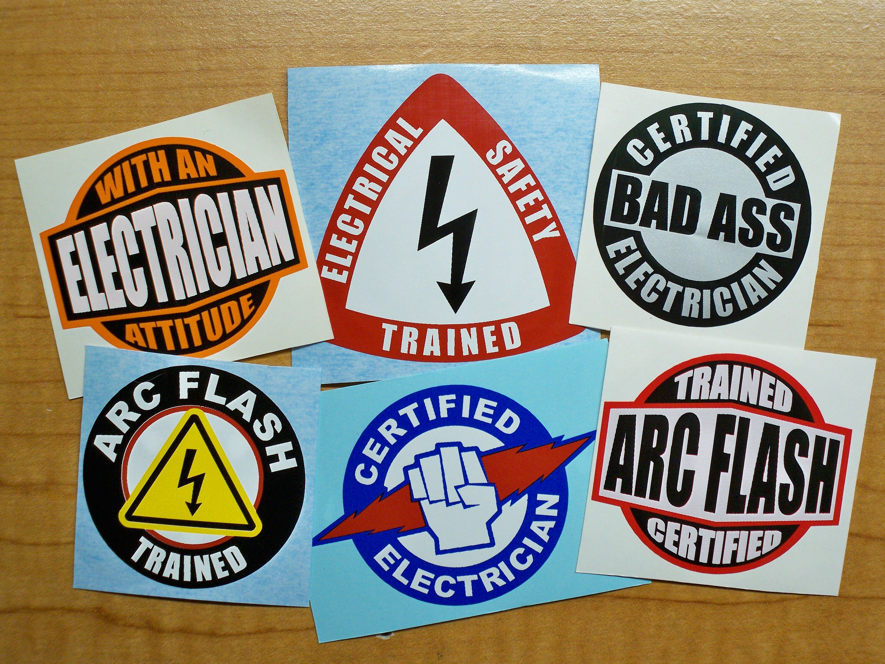 3 - Danger Union Electrician Hard Hat/Helmet Stickers 1\" X 2