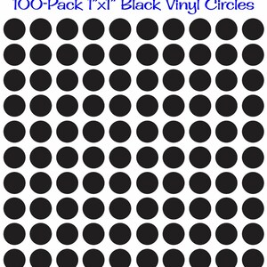100 pack 1&quot; x 1&quot; Diameter Round Vinyl Circles / Dots Hobby Crafts Scrapbooking / Black White Gold Silver Red Green Purple Orange Gray Pink