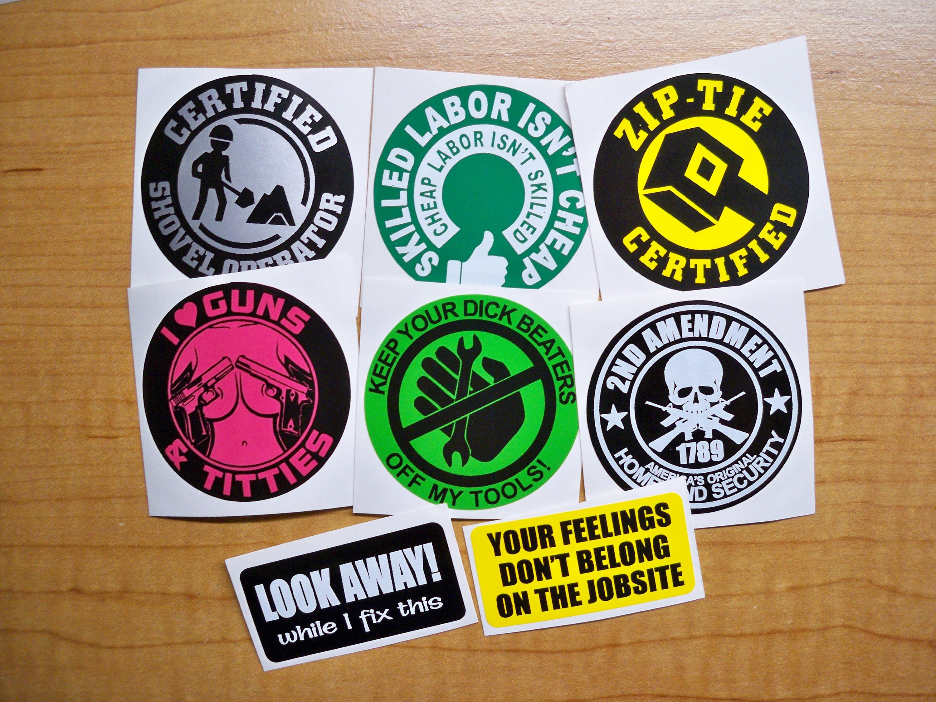 8pack Vinyl Hard Hat Stickers Funny Construction Helmet Etsy