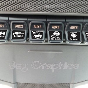 Upfitter AUX Switch Decals Stickers Funny Labels | Fits: 2017 and up Ford F150 F250 F350 Overhead Console
