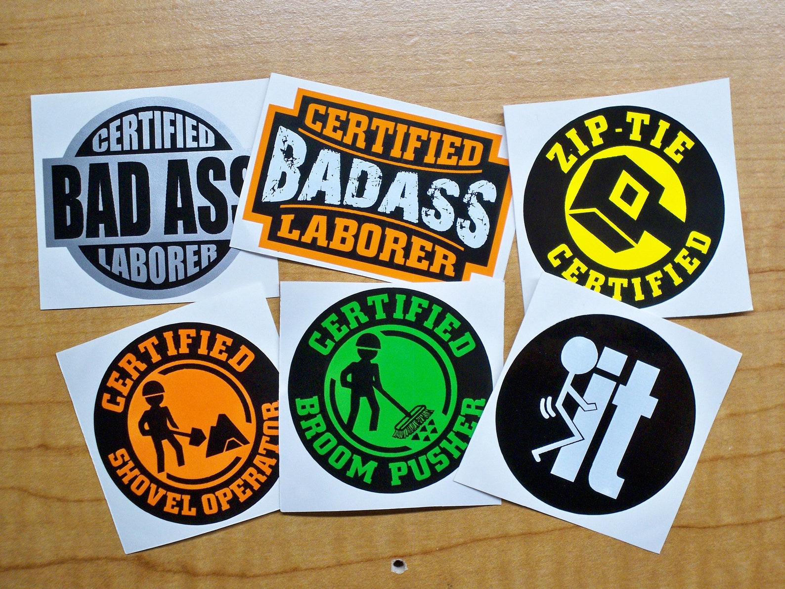 6pack Funny Hard Hat Stickers Bad Ass Laborer Foreman Etsy