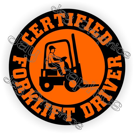 Forklift Safety Trained Hard Hat Sticker / Helmet Decal - Tow Motor Truck Safety Label