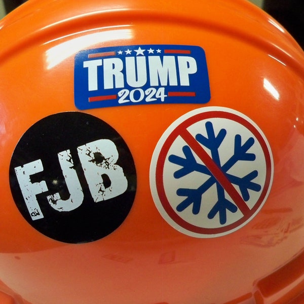 3 Hard Hat Stickers Trump 2024 FJB Joe Biden No Snowflakes USA Election Desantis Funny Bump Cap Welding Helmet Vinyl Decals