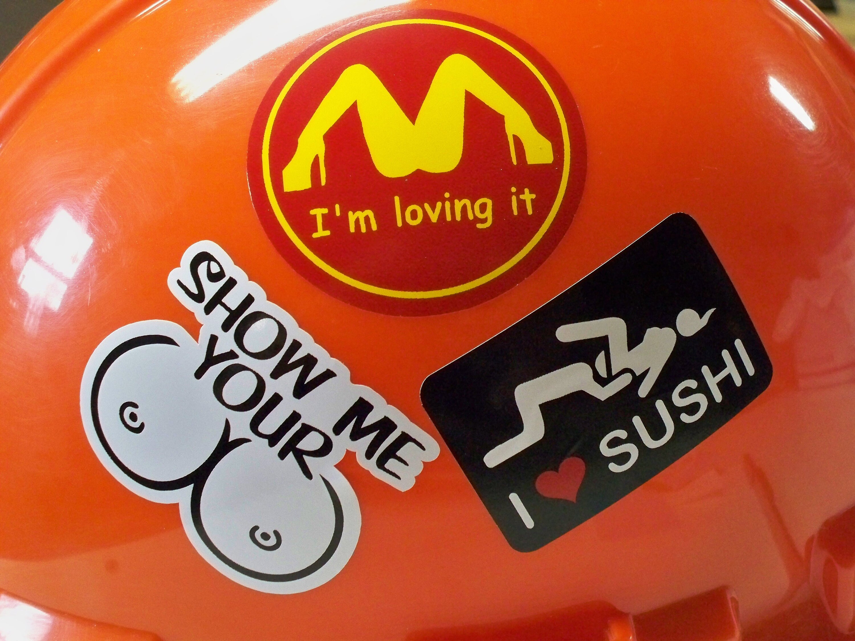 6-Pack Funny Hard Hat Stickers – F**k U Off It Im Loving It Sushi Welding Decals – Made In USA