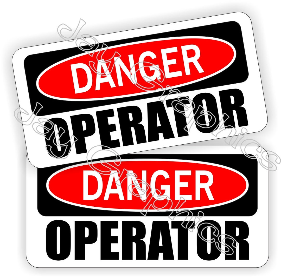 Pair - DANGER OPERATOR Funny Hard Hat Stickers | Motorcycle Helmet ...