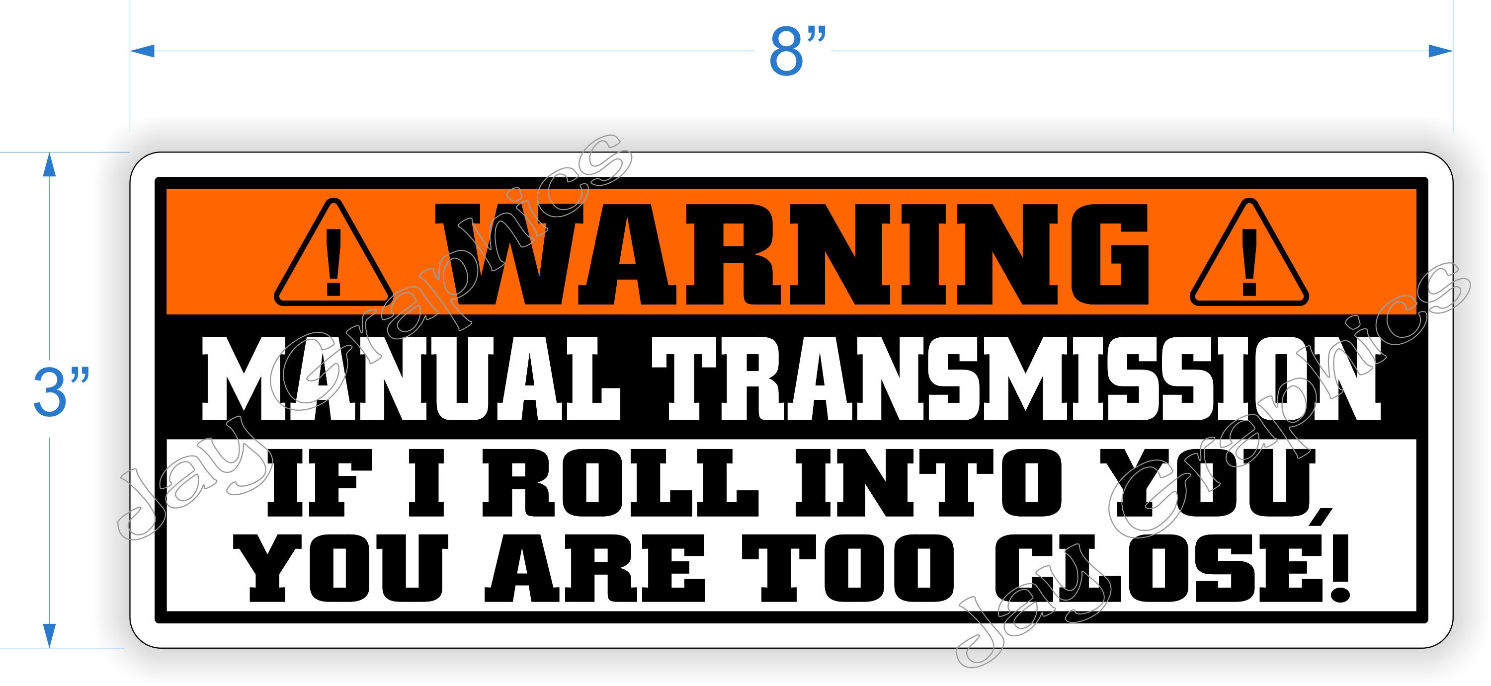 Warning MANUAL TRANSMISSION Funny Bumper Sticker Vinyl Etsy