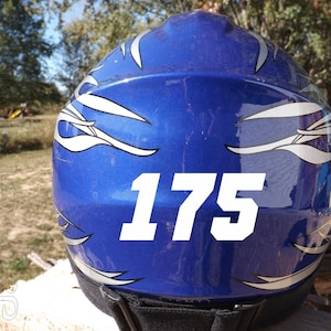 Pair / 2&quot; Custom Helmet Number Stickers / Personalized # Vinyl Decal / Dirt Bike Motorcycle Helmets Football KX Yz Rmz CRF Motocross Sticker