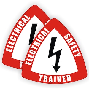 pair - Electrical Safety Trained Hard Hat Stickers / Construction Helmet Decals Foreman Laborer Electrician Electrical Work Lineman Sparky