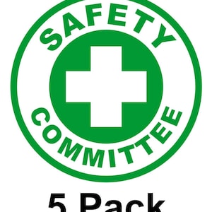 5-pack Safety Committee Hard Hat Stickers | Motorcycle Welding Welder Helmet Mechanics Decals | Toolbox Label Trained Harness