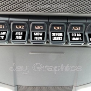 Custom Upfitter AUX Switch Decals | Stickers Labels | Fits: 2017 and Up