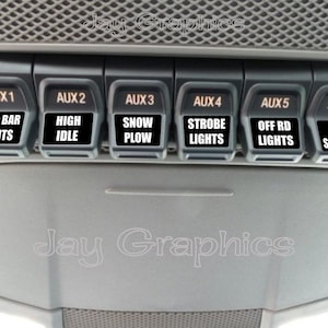 Custom Upfitter AUX Switch Decals | Stickers Labels | Fits: 2017 and Up F150 F250 F350 F450 Super Duty 4x4 Trucks