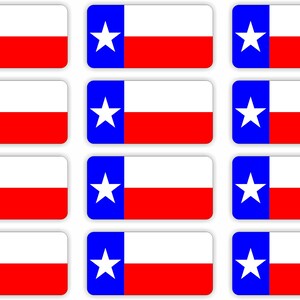 12 pack Texas Flags 1x2 Vinyl Hard Hat Stickers | Motorcycle Welding Helmet Decals | Toolbox Labels Flags USA Old Glory Lone Star State Set