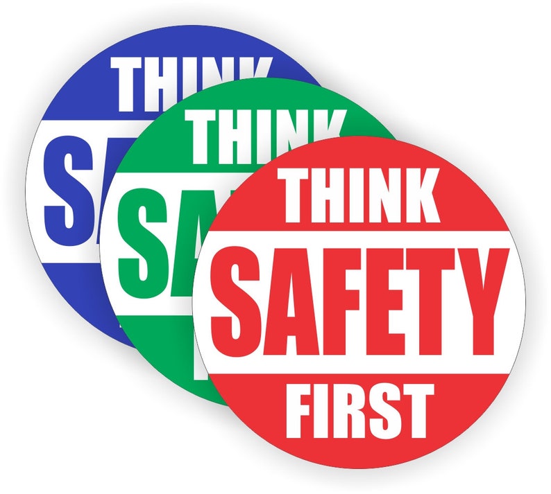 3-pack Think SAFETY FIRST Vinyl Hard Hat Stickers | Vinyl Safety Helmet ...