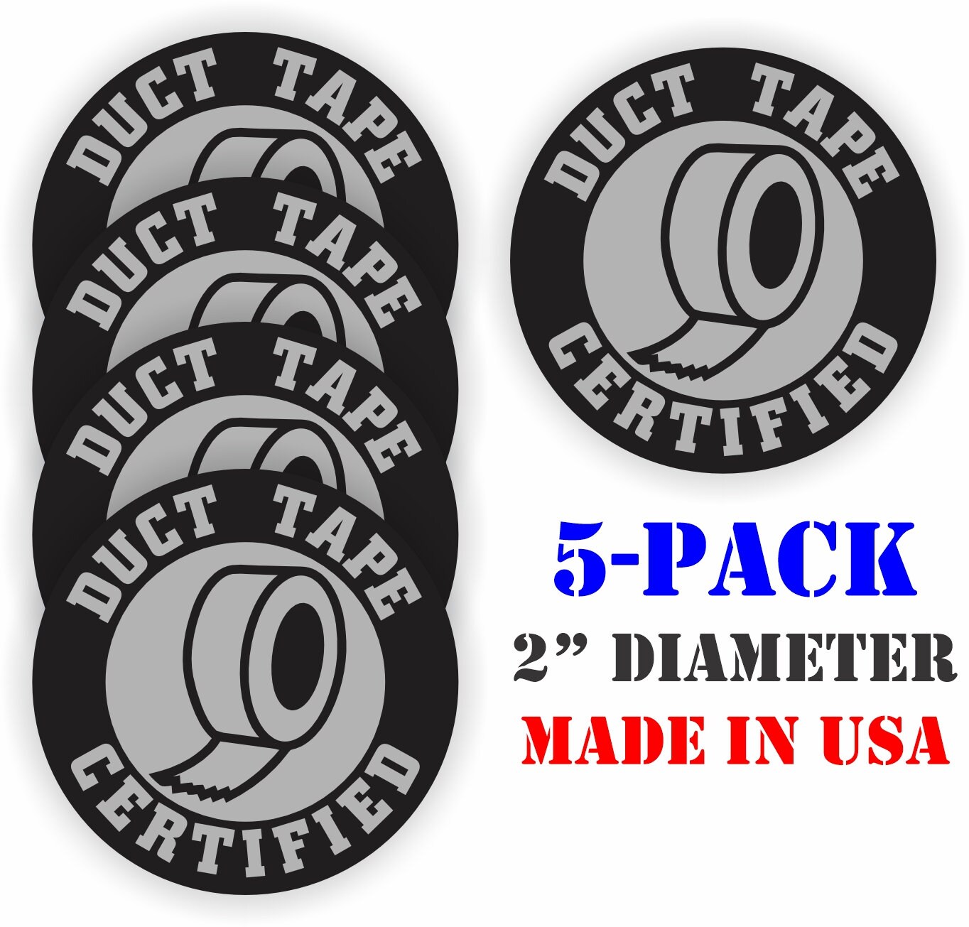 5-pack Duct Tape Certified Funny Hard Hat Stickers | Motorcycle Helmet ...