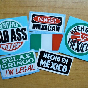 6-pack Funny Hard Hat Stickers  | Bad Ass Mexican Danger Hecho Relax Im Mexican Mexico Theme Welding Sarcastic Helmet Decals