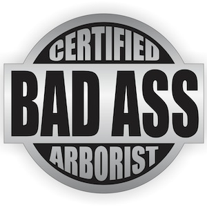 Bad Ass Arborist Hard Hat Sticker | Motorcycle Welding Welder Helmet Mechanics Decal Toolbox Lunchbox Label Stickers Badass Decals USA