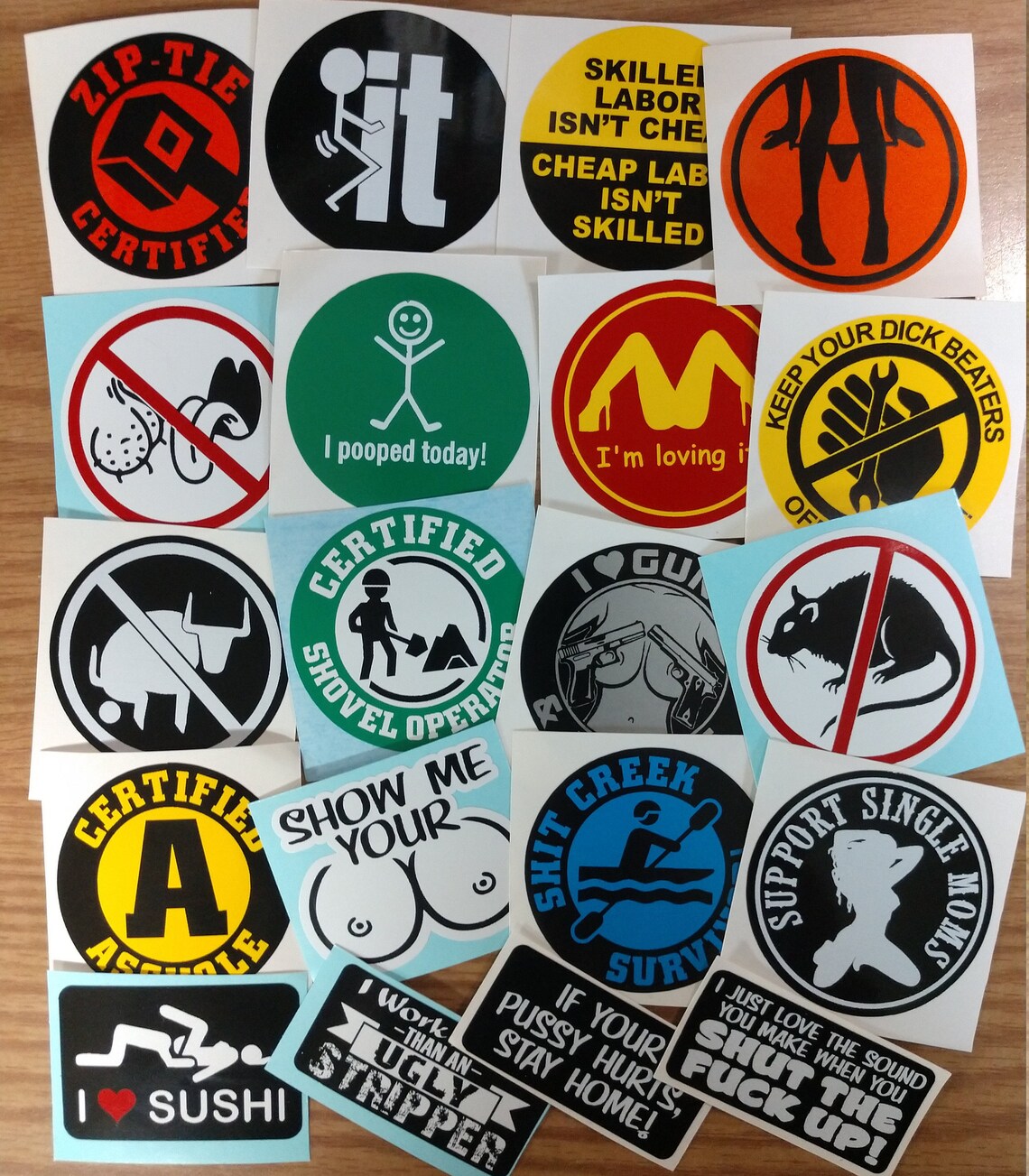 Sticker Pack 2 Lot of 20 Funny Crazy Hard Hat Stickers / Etsy