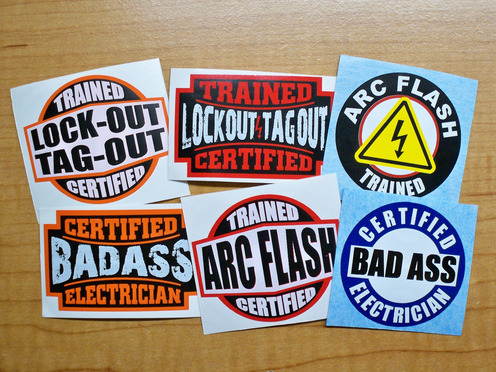 6pack Funny Hard Hat Stickers Bad Ass Electrician Etsy