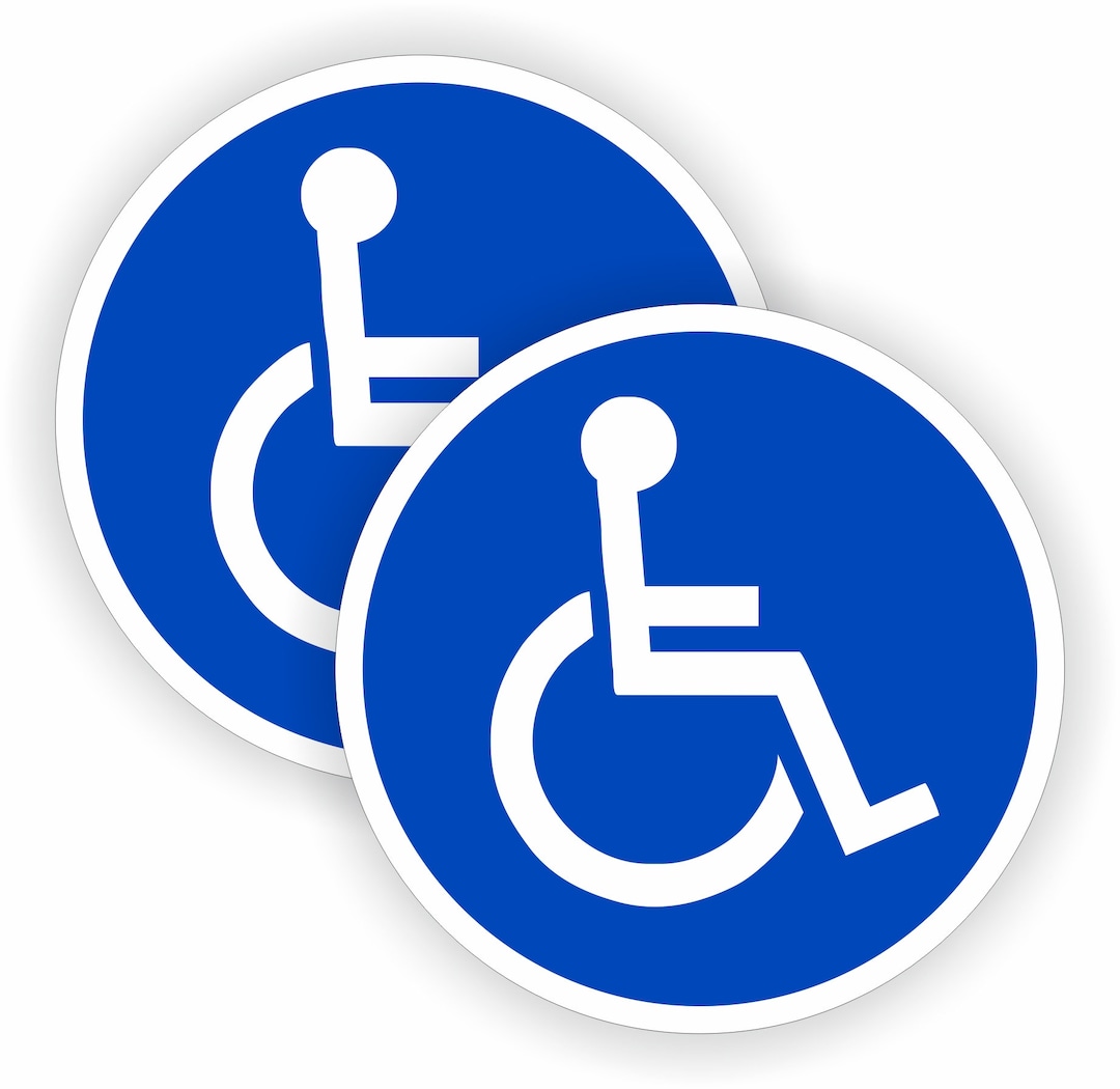 Pair Round Handicap Symbol Vinyl Stickers Decals Many Sizes Handicapped